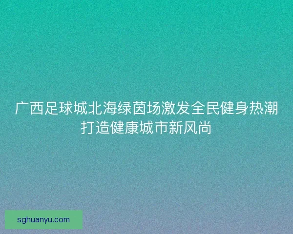 广西足球城北海绿茵场激发全民健身热潮打造健康城市新风尚 广西足球城北海绿茵场激发全民健身热潮打造健康城市新风尚
