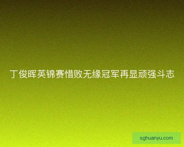丁俊晖英锦赛惜败无缘冠军再显顽强斗志